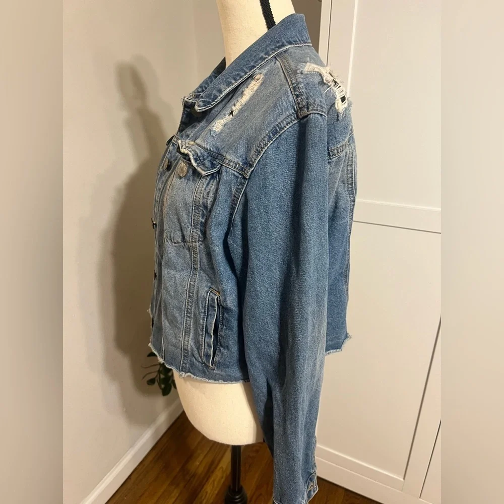 Wax Jean Distressed Blue Denim Jacket - Picture 6 of 14